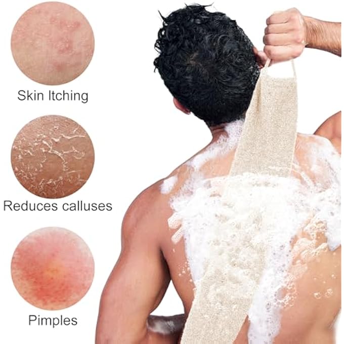 COMNICO 2pcs Exfoliating Back Scrubber, Nylon Shower Bath Exfoliator Extended Length Body Scrub Towel Stretchable Pull Korean Washcloth Strap with Handles - Image 3